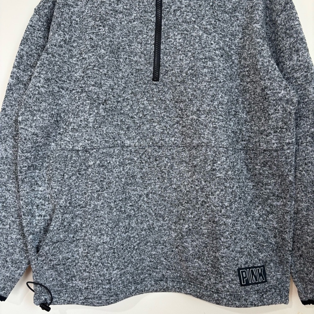 PINK Victoria's Secret oversize gray 1/3 Zip mock Neck slouchy knit sweatshirt S - Picture 7 of 16